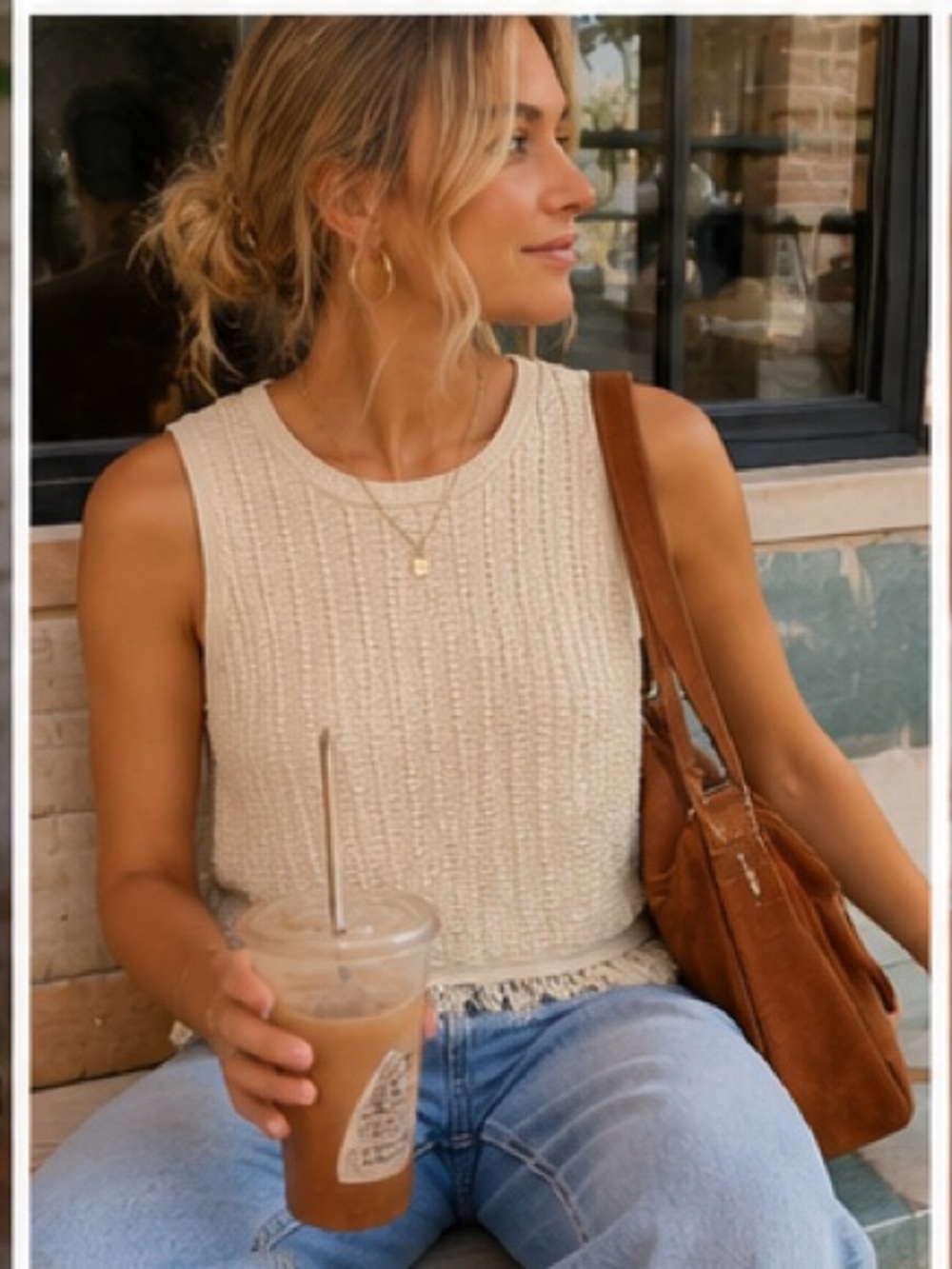 New Melanie Lyne Fringe Hem Knit Tank Top